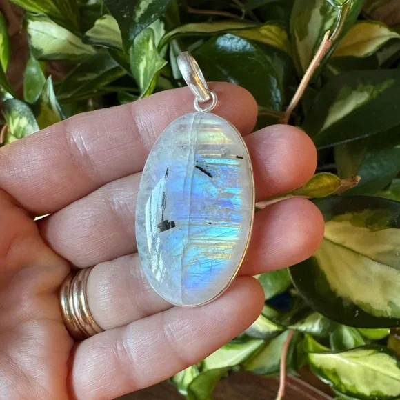 ๐For A๐ Colorful Flash Oval Rainbow Moonstone Pendant - Picture 6 of 16